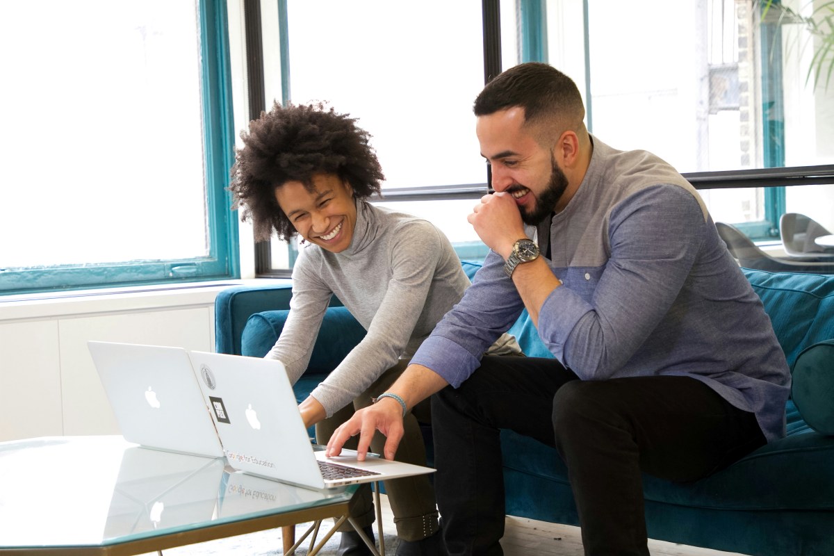 Man and woman working together