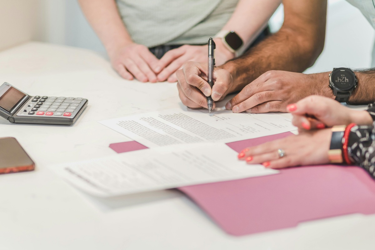 Signing documents for a loan