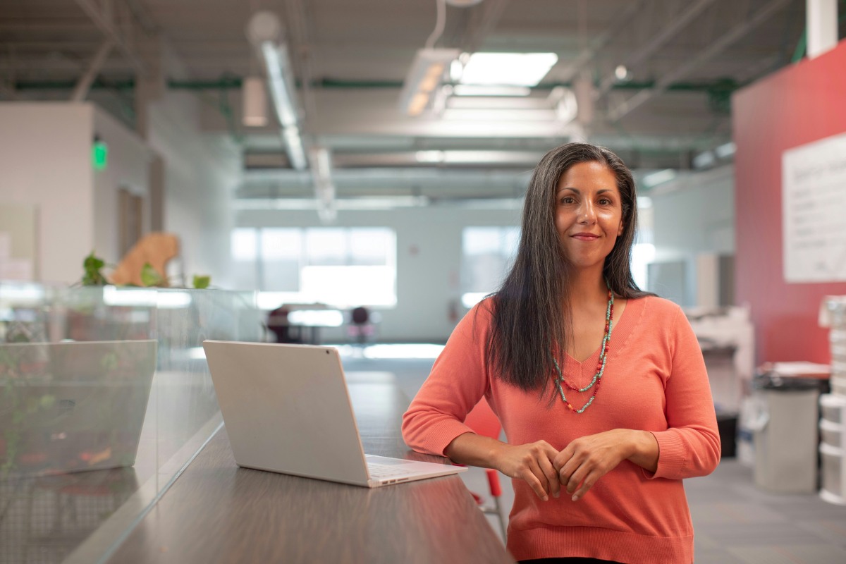 Woman working with a laptop