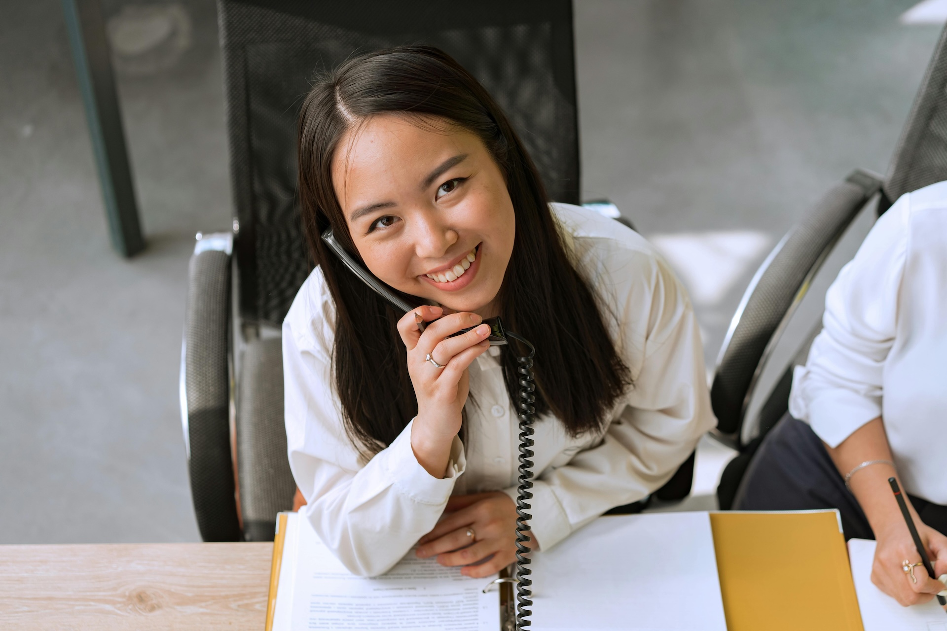 business woman happy on phone