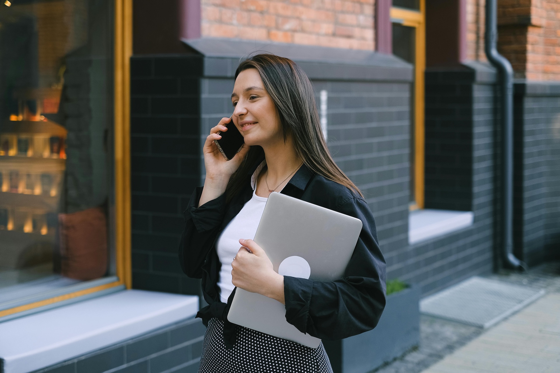 entrepreneur on phone call happy