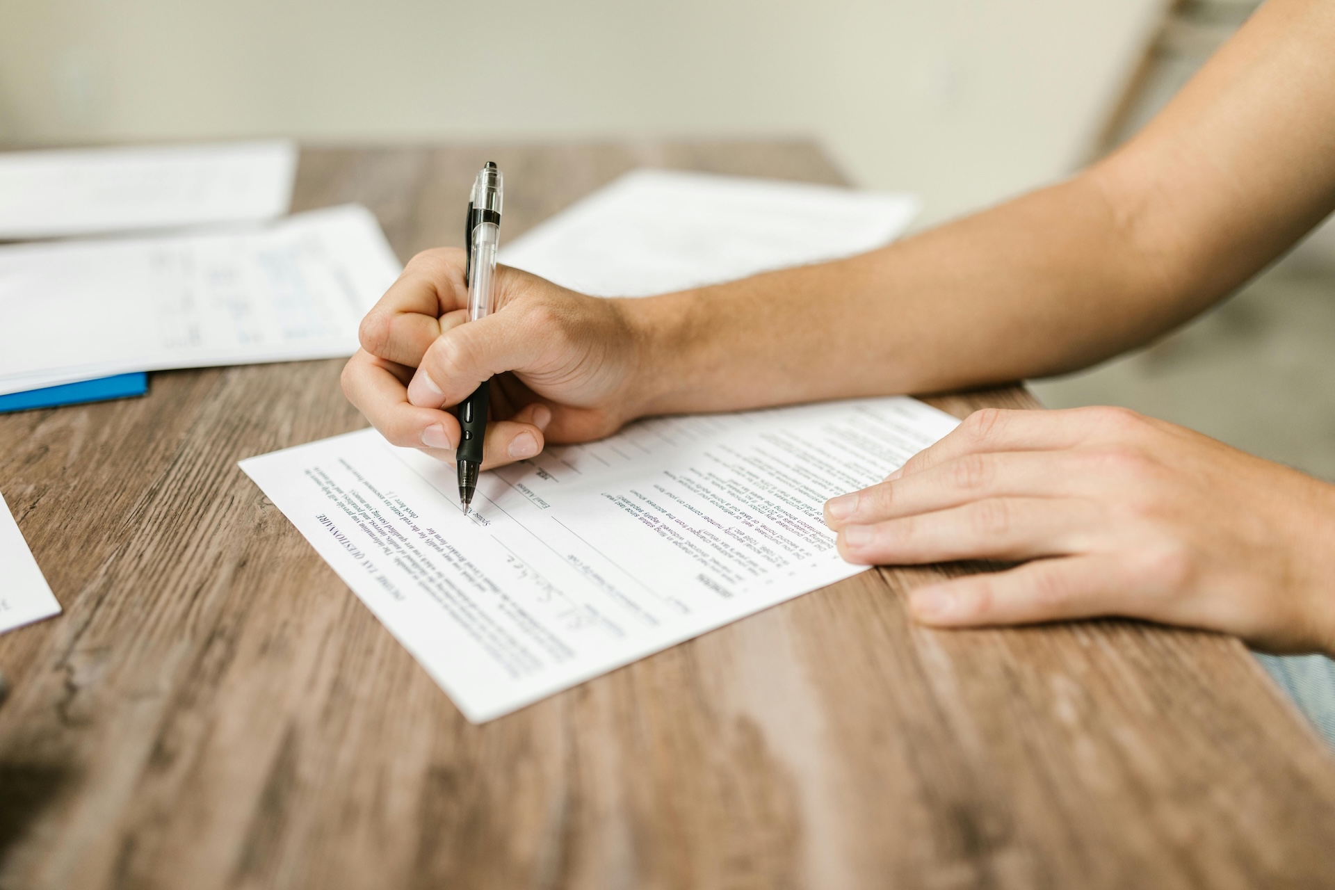 filling out eligibility form for construction to permanent loan