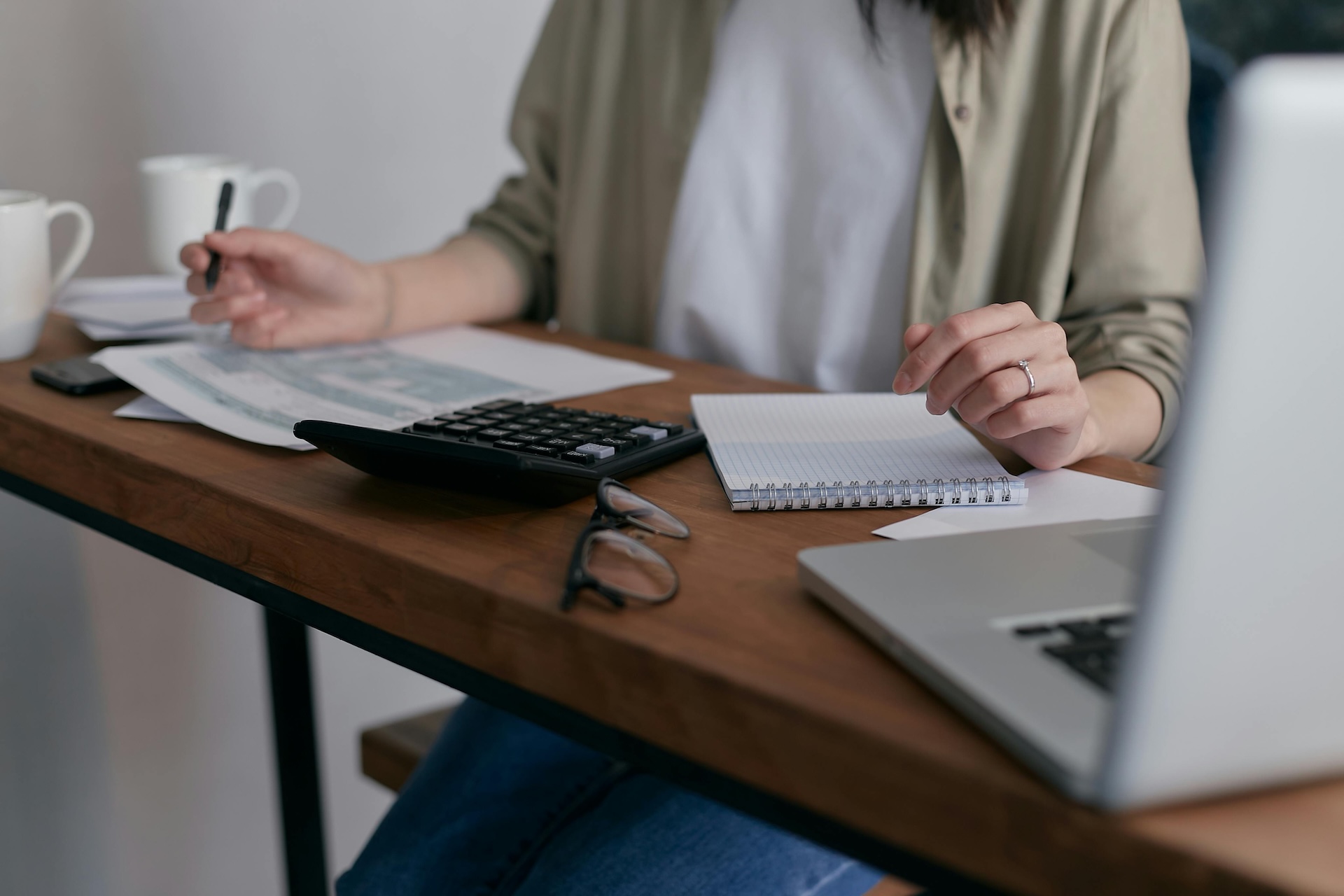 woman monitoring business credit