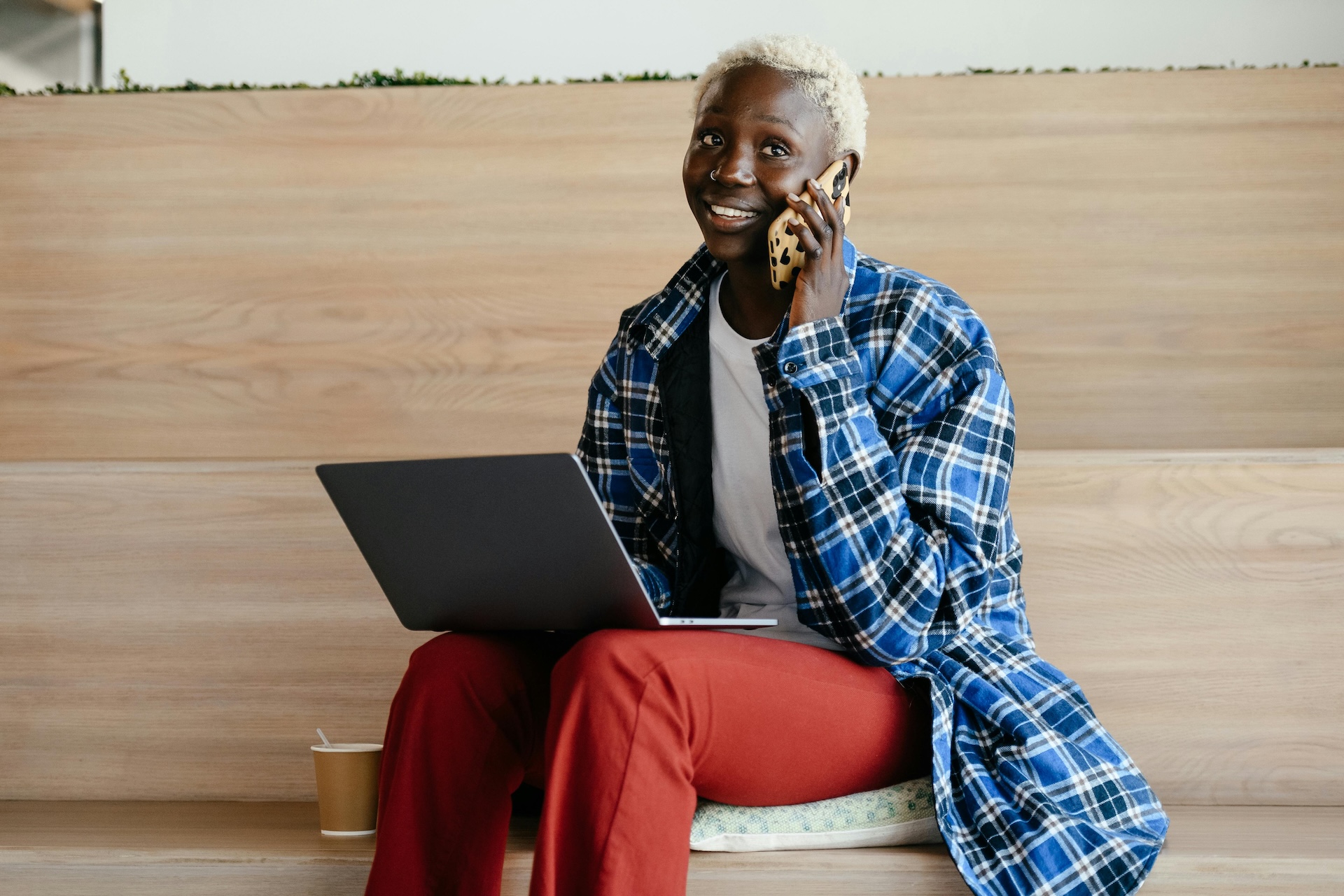 woman on a phone call applying for business line of credit